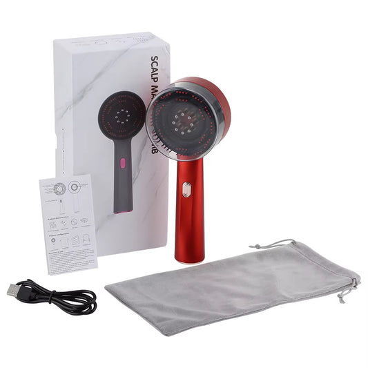 Electric Vibration Massage Comb with Red Light Therapy for Hair Follicle Stimulation and Scalp Oil Application - Promotes Hair Growth and Reduces Hair Loss