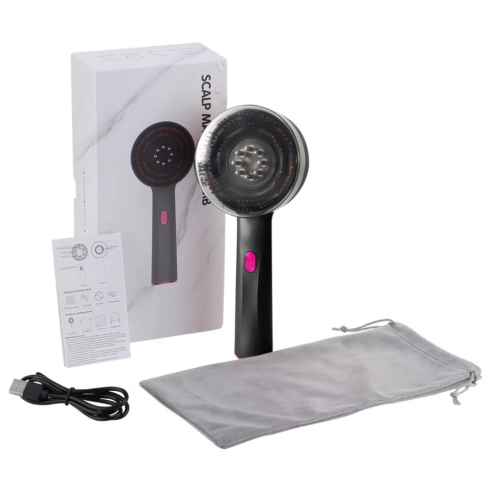 Electric Vibration Massage Comb with Red Light Therapy for Hair Follicle Stimulation and Scalp Oil Application - Promotes Hair Growth and Reduces Hair Loss