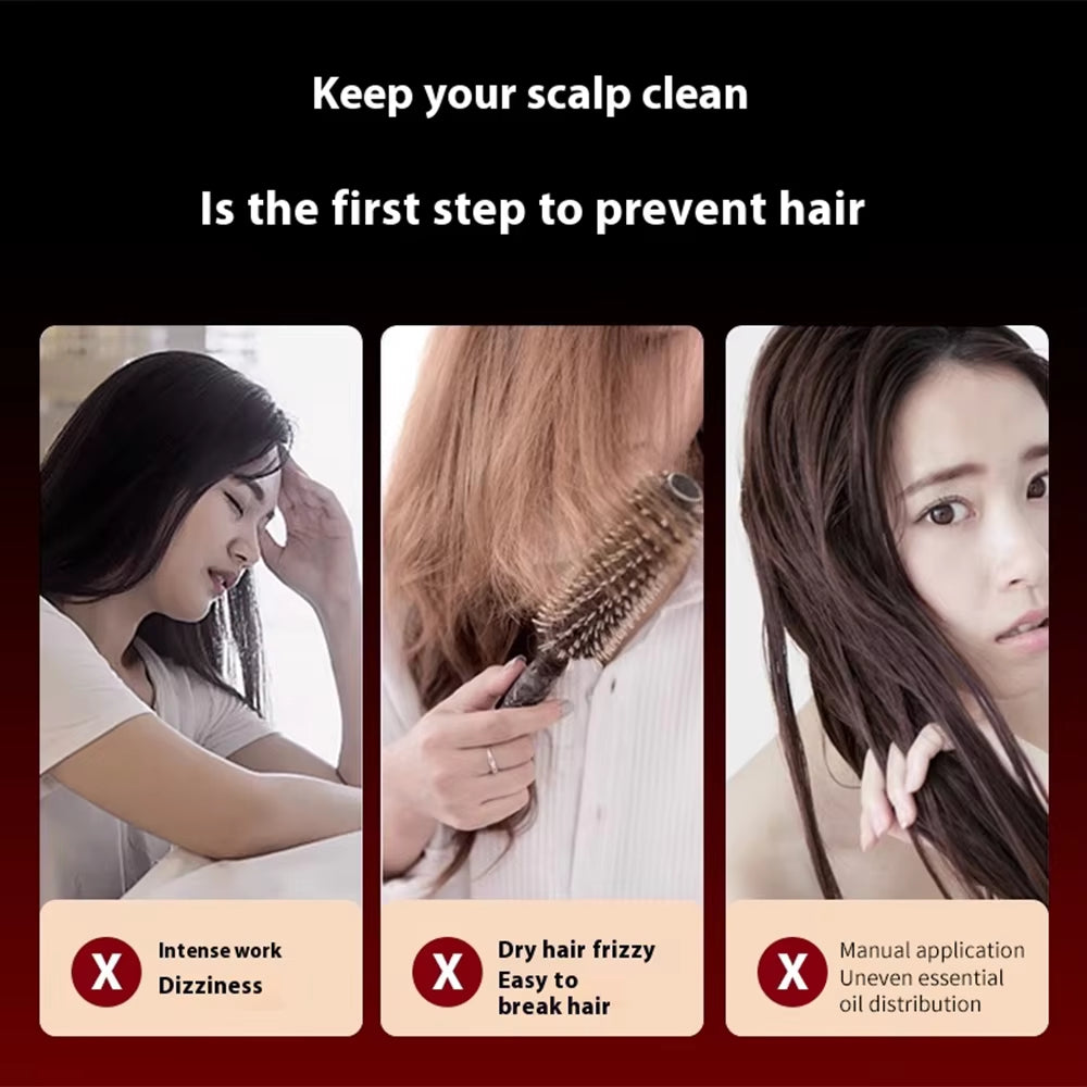 Electric Vibration Massage Comb with Red Light Therapy for Hair Follicle Stimulation and Scalp Oil Application - Promotes Hair Growth and Reduces Hair Loss