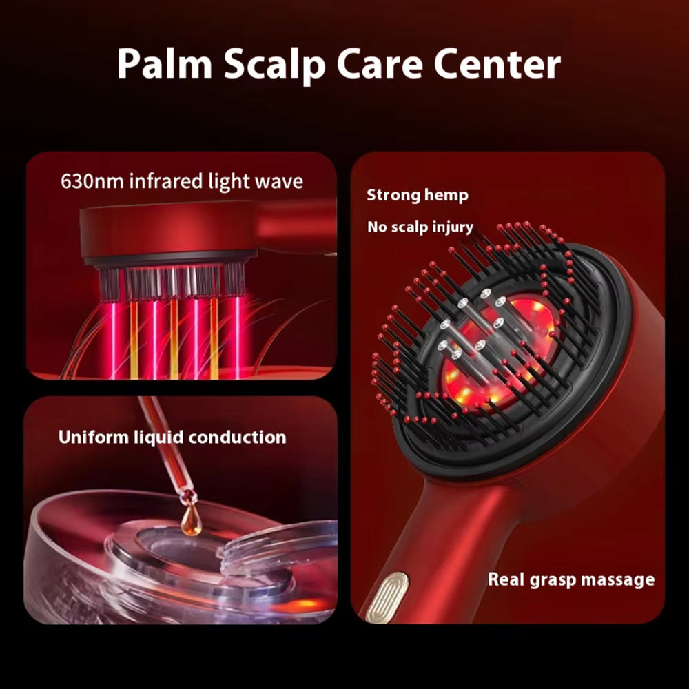 Electric Vibration Massage Comb with Red Light Therapy for Hair Follicle Stimulation and Scalp Oil Application - Promotes Hair Growth and Reduces Hair Loss